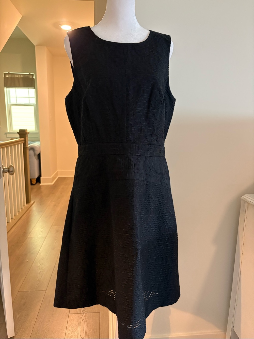 J. Crew Black Textured Sleeveless A-Line Mini Dress